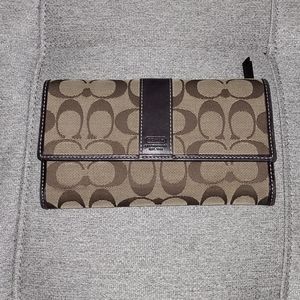 Coach Signature Canvas Wallet With Checkbook